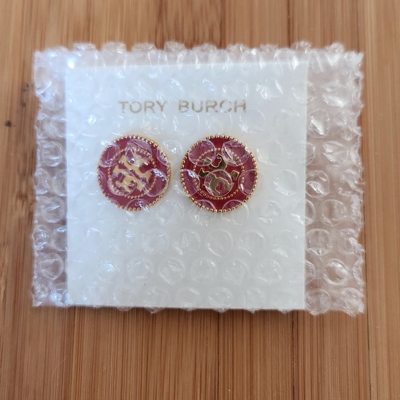 NWOT Tory Burch Enamel Gold-Tone Kira Enamel Circle Stud Earrings - Picture 7 of 7